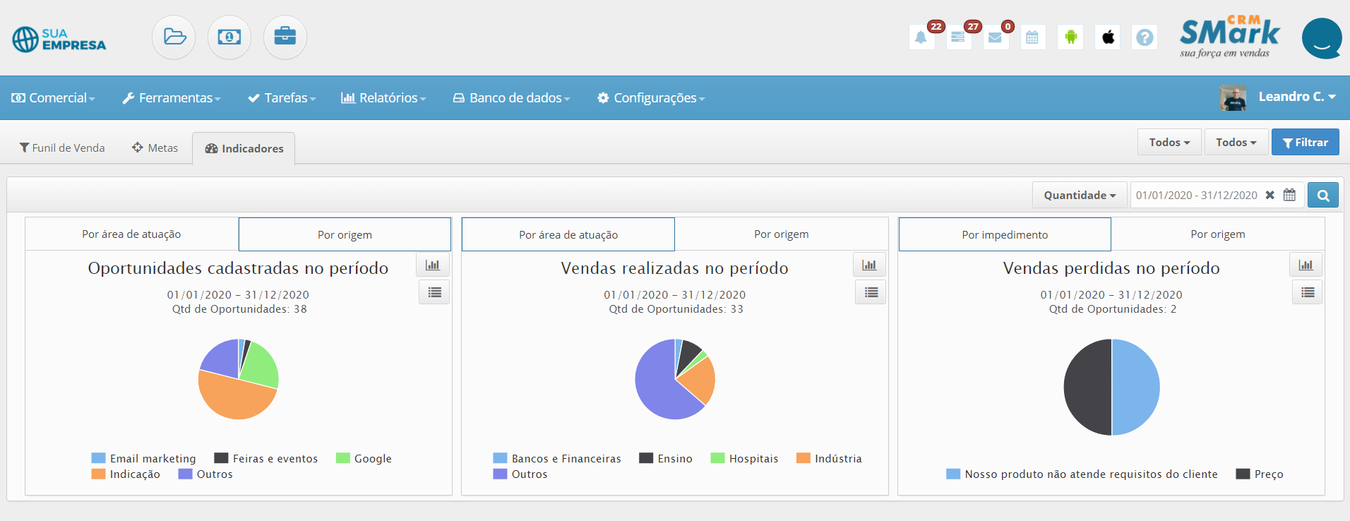 screenshot of Smark CRM